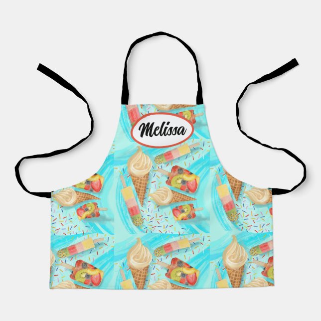 Fun customizable ice cream & Popsicle themed apron (Front)