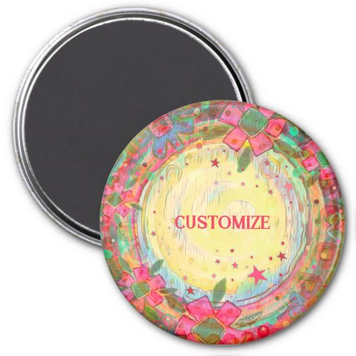 Fun Customized Colorful Pink Floral Inspirivity Magnet