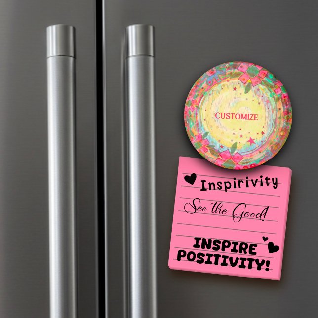 Fun Customized Colorful Pink Floral Inspirivity Magnet (Creator Uploaded)