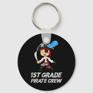 Fun Cute 1st Grade Pirate Halloween Keychain