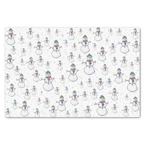 Fun Cute and COlorful Snowmen and Snowflakes Tissue Paper
