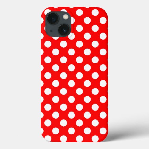 Fun Cute and Girly Really Red Polka Dot Pattern iPhone 13 Case