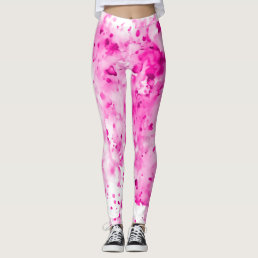 Fun, Cute, Artsy Hot Pink Paint Splatter Leggings