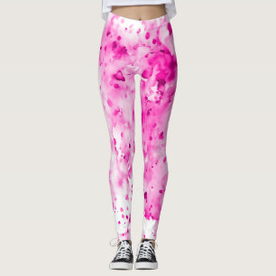 Fun, Cute, Artsy Hot Pink Paint Splatter Leggings