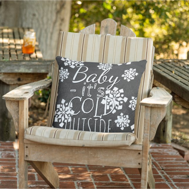 Fun Cute Baby Its Cold Outside Chalkboard Outdoor Pillow (Chair)