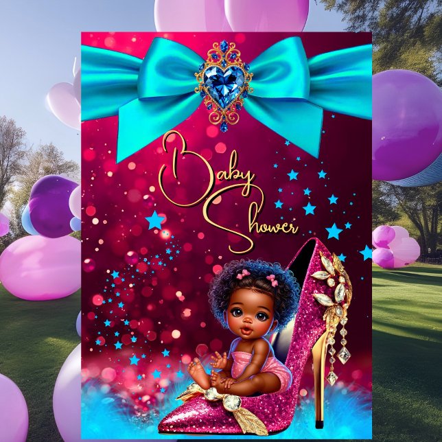 Fun Cute Baby Shower Girl Pink Blue Baby Shoe Invitation (Creator Uploaded)