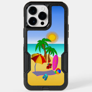 Fun Cute Beach Bum or Bunny Sun Sea and Surf Scene OtterBox iPhone 14 Pro Max Case