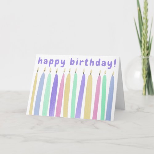 Fun  Cute Birthday Candles Illustration  Blank Card