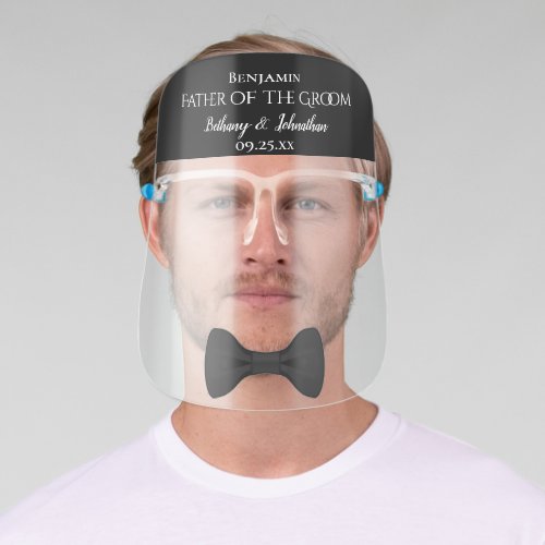 Fun Cute Black Bow Tie Father of the Groom Wedding Face Shield
