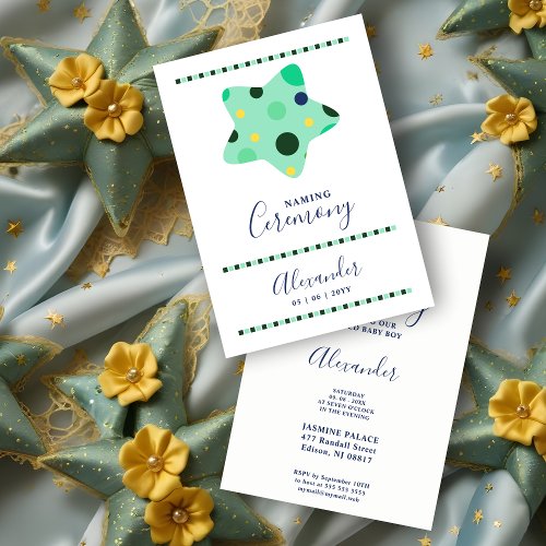 Fun Cute Blue  Green Shades Star Naming Ceremony Invitation