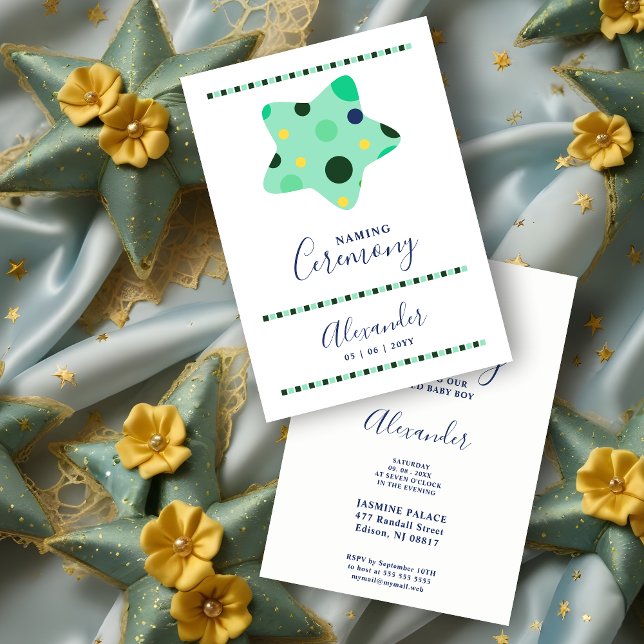 Fun Cute Blue & Green Shades Star Naming Ceremony Invitation (Funny Cute Blue and Green Shades Star Naming Ceremony Invitation Card. )