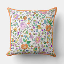Fun Cute Botanical Colorful Floral Monogram