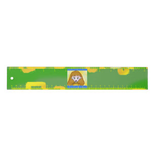 Fun Cute Cartoon Yellow Squares Green Pen  Ruler