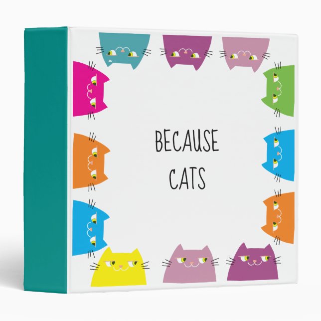 Fun Cute Cats 3 Ring Binder (Front/Spine)