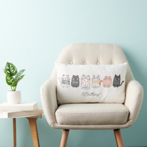 Fun Cute Cats Crazy Cat Lady Name Lumbar Pillow