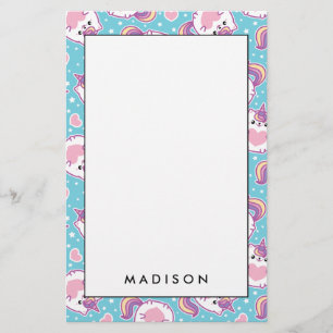 Fun Cute Chubby Kitschy Unicorn Kitty Stationery