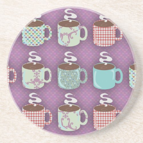 Fun Cute Coffee Selection Fun Pattern Design Coaster