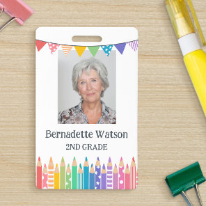 Fun Cute Colored Pencils School Teacher ID Badge