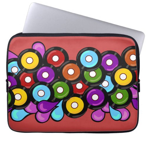 Fun Cute Colorful Multiple Record Fun Art Design Laptop Sleeve