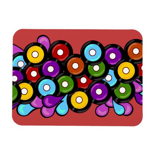 Fun Cute Colorful Pattern Records Art Design Magnet