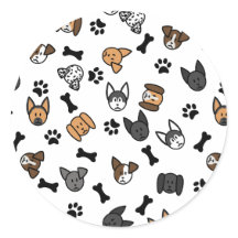 Fun Cute Dog Breeds with Bones and Paw Prints