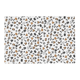 Fun Cute Dog Breeds with Bones and Paw Prints Placemat