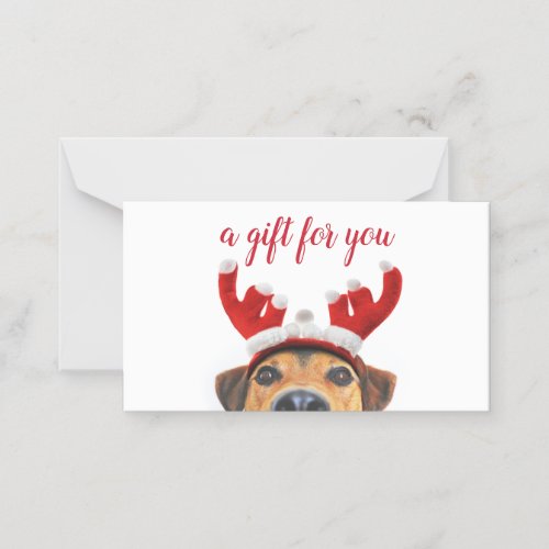 Fun Cute Dog Reindeer Headband Christmas Gift Card