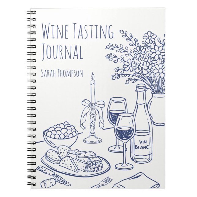 Fun Cute Drawn Personalized Wine Lover Journal (Front)