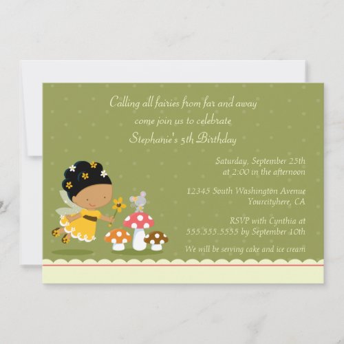 Fun cute fairy girl's birthday party invitation