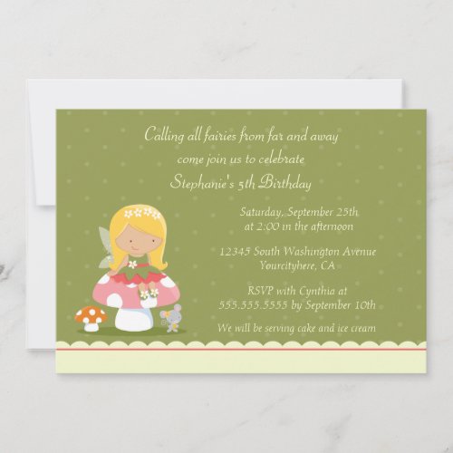 Fun cute fairy girl's birthday party invitation