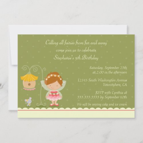 Fun cute fairy girl's birthday party invitation