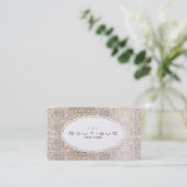 Fun & Cute Fashion Boutique Faux Silver Sequins Business Card (Standing Front)