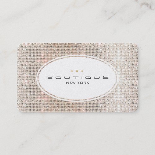 Fun &amp; Cute Fashion Boutique Faux Silver Sequins Business Card Templates