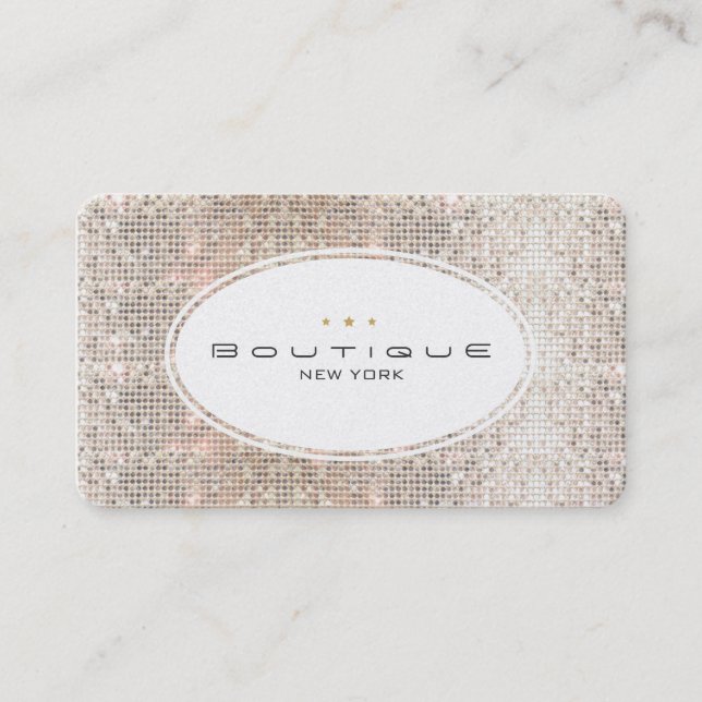 Fun & Cute Fashion Boutique Faux Silver Sequins Business Card (Front)