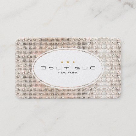 Fun & Cute Fashion Boutique Faux Silver Sequins Business Card