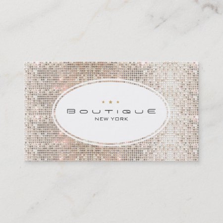 Fun & Cute Fashion Boutique Faux Silver Sequins Business Card