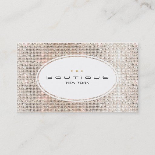 Customizable Fun Boutique Sparkly Silver Sequins Look Business Cards