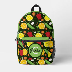 Fun Cute Food Kids Monogram Printed Backpack