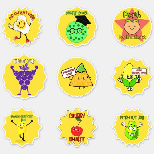 Fun Cute Fruit  Food Teacher Reward Stickers