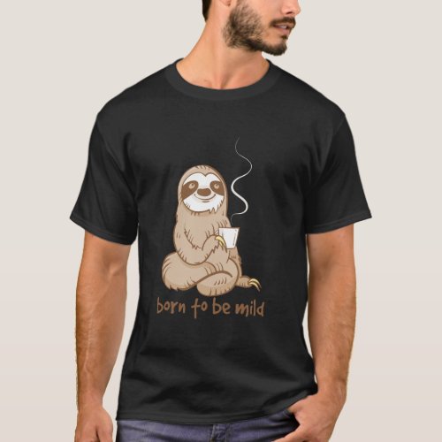 Fun Cute Funny Sloth Coffee Lover Design T_Shirt