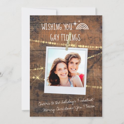 Fun  Cute Gay Tidings LGBT Photo Holiday Card