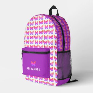 Fun Cute Girl Purple Pink School Butterfly Pattern