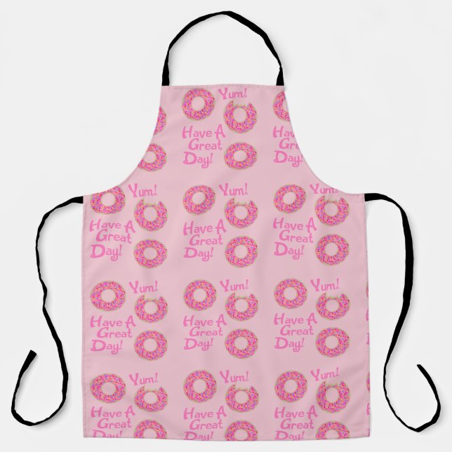 Fun Cute Great Day Donut Slogan Pattern Apron (Front)