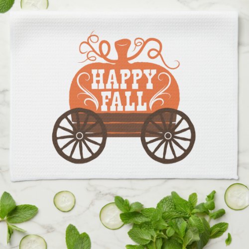 Fun Cute Happy Fall Wagon Pumpkin Kitchen Towel