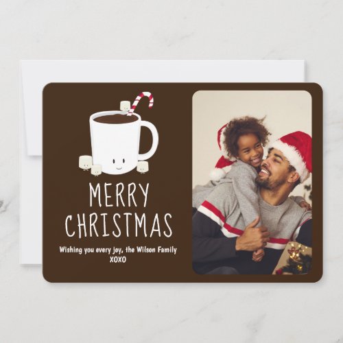 Fun Cute Hot Chocolate Photo Christmas Holiday Card
