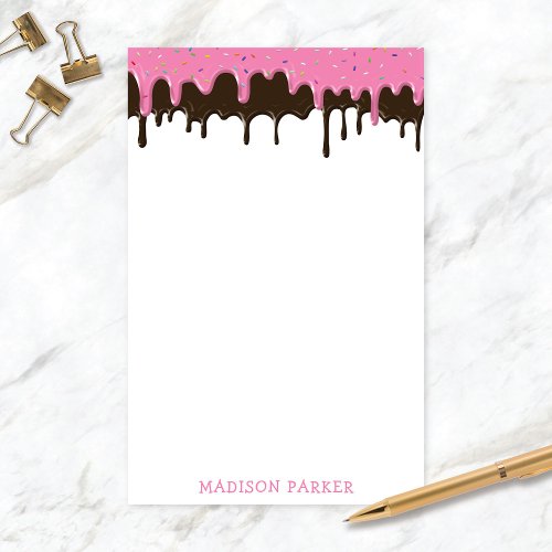 Fun Cute Ice Cream Drips Personal Stationery Paper