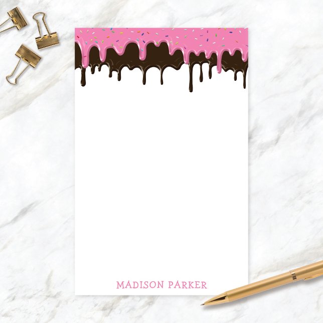Fun Cute Ice Cream Drips Personal Stationery Paper (Creator Uploaded)
