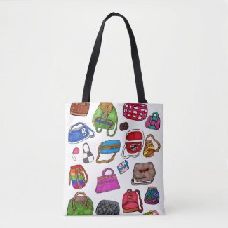 Fun Cute Illustrated Purse Pattern Art Design
