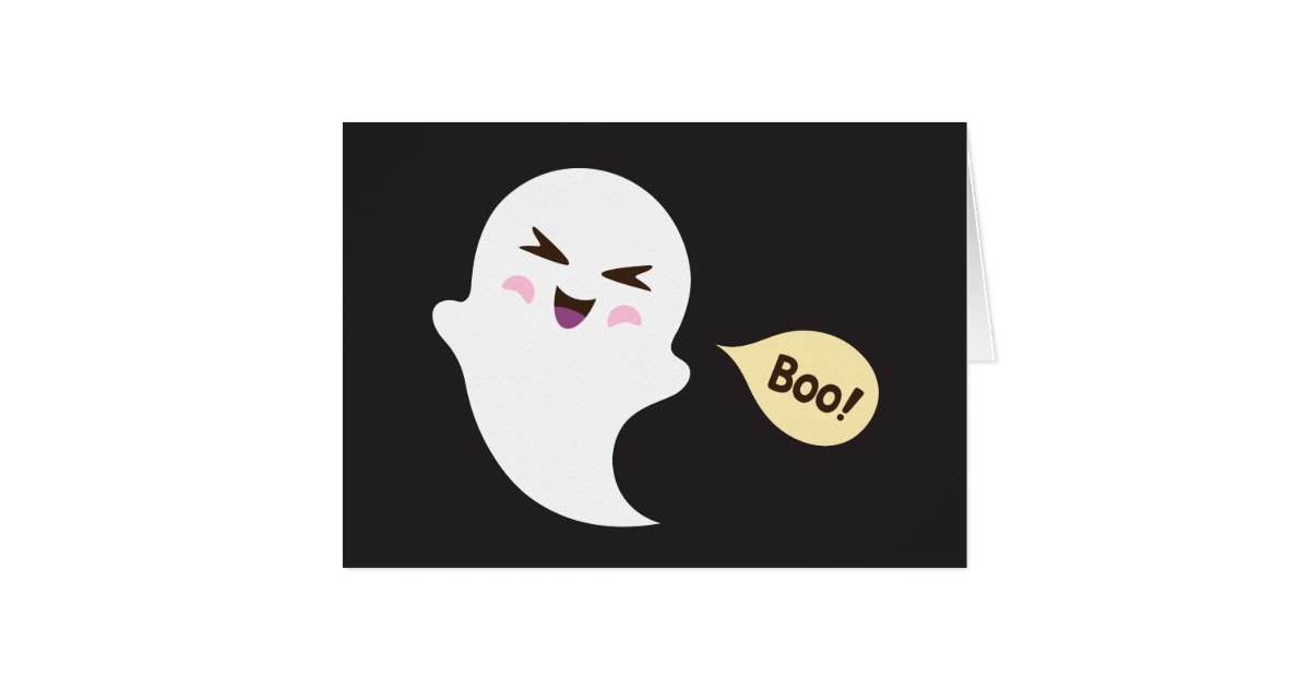 Fun Cute Kawaii Cartoon Ghost Saying Boo Zazzle Com
