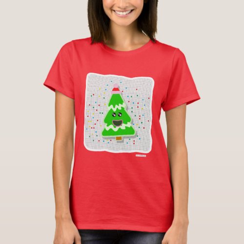 Fun Cute Kawaii Christmas Holiday Tree Character T_Shirt